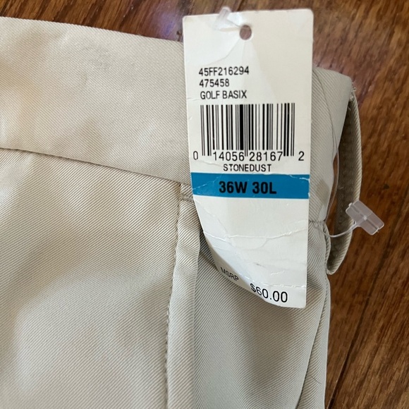 Izod Golf Cream Stonedust Chinos Slim Fit Men’s 36Wx30L Short Sport Casual Pants - Picture 4 of 11